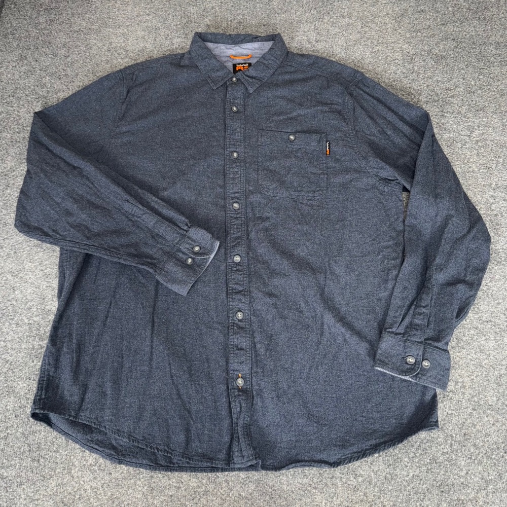 Timberland PRO Mens XXL Grey Cotton Work Shirt Long Sleeve Workwear Outdoor